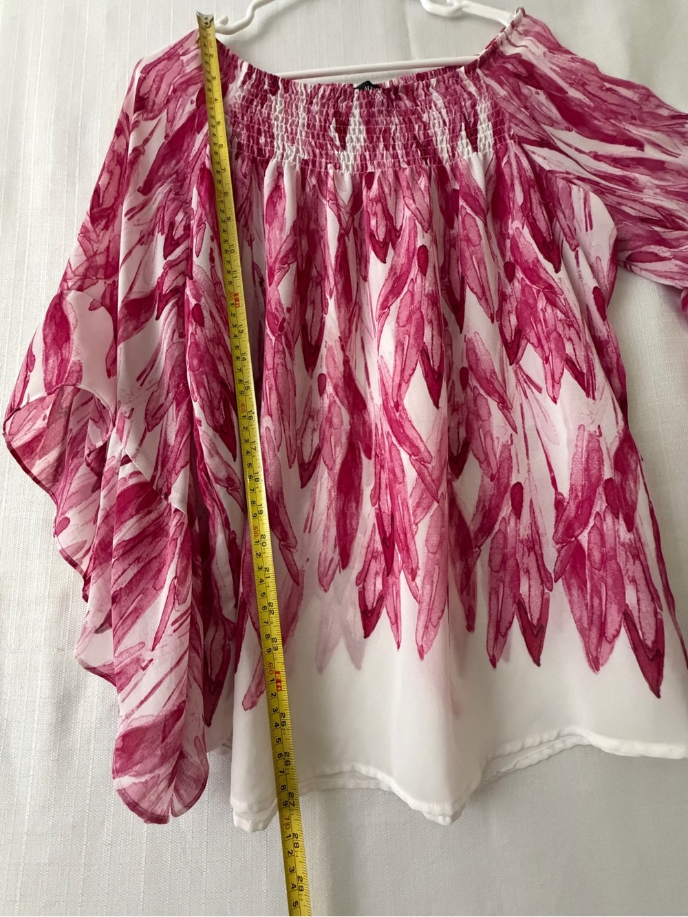 Alfani Women’s Pink Magenta Abstract Off Shoulder Smocked Top Size L(A611) - Picture 5 of 11